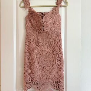 Fashion Nova Blush Lace Mini Dress